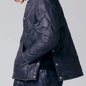 Taion Womens Military Crew Neck Down Jacket Soft Shell Dark Navy