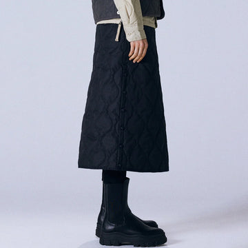 Taion Womens Military Snap Button Down Skirt Black