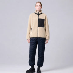 Taion Womens Mountain Boa Fleece High-Neck Jacket Beige