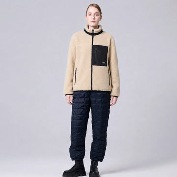 Taion Womens Mountain Boa Fleece High-Neck Jacket Beige