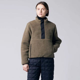 Taion Womens Pull Over Boa Hi Neck Jacket Black / Black