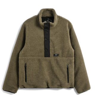 Taion Womens Pull Over Boa Hi Neck Jacket Dark Beige / Black