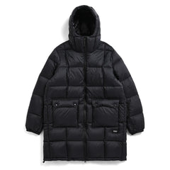 Taion Womens Volume Hood Down Coat Long Outer Black - Parasol Store
