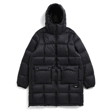 Taion Womens Volume Hood Down Coat Long Outer Black