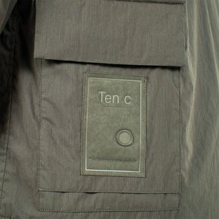 Ten C L/S Quited Camicia Imbottita Manica Shirt Green - Parasol Store