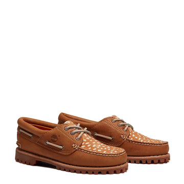 Timberland Womens Authentic 3-Eye Boat Shoe Mid Brown Full Grain Natural