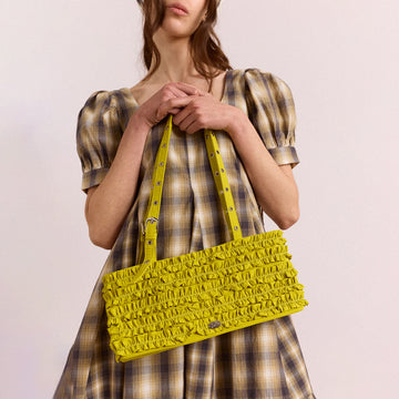 Damson Madder Sophia Ruffle Bag Chartreuse