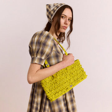 Damson Madder Sophia Ruffle Bag Chartreuse