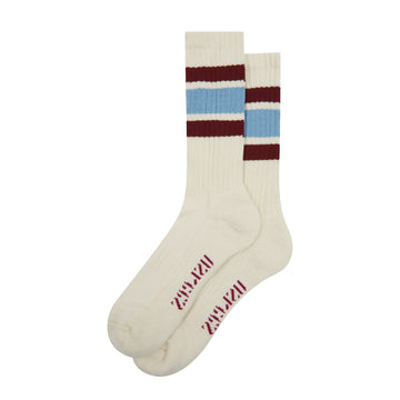 Uskees 4011 College Stripe Socks Powder Blue / Burgundy - Parasol Store