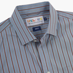 Uskees 6013 L/S Oxford Shirt Terrace Pinstripe Sky / Claret