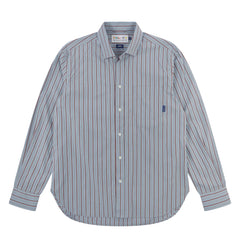 Uskees 6013 L/S Oxford Shirt Terrace Pinstripe Sky / Claret