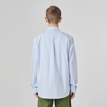 Uskees 6013 Long-sleeve Oxford Shirt Baby Blue Pinstripe - Parasol Store