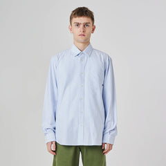 Uskees 6013 Long-sleeve Oxford Shirt Baby Blue Pinstripe - Parasol Store
