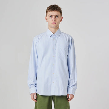 Uskees 6013 Long-sleeve Oxford Shirt Baby Blue Pinstripe - Parasol Store