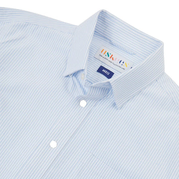 Uskees 6013 Long-sleeve Oxford Shirt Baby Blue Pinstripe - Parasol Store