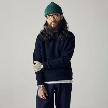 Uskees 7013 Crew Knit Jumper Midnight Blue