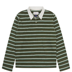 Uskees 7025 Stanage Scrum Jersey L/S Polo Shirt Hallam Green Stripe