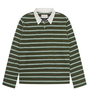 Uskees 7025 Stanage Scrum Jersey L/S Polo Shirt Hallam Green Stripe