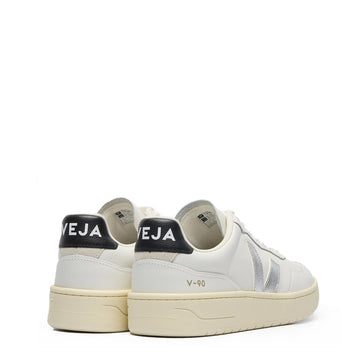 Veja Womens V-90 Leather White Silver Black - Parasol Store