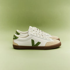 Veja Womens Volley Leather White Kiwi Bark - Parasol Store