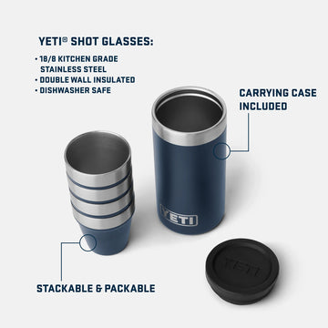 YETI Rambler Shot Glasses and Carrying Case Black