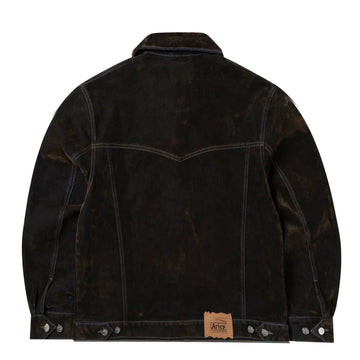 Aries Worn Flock Denim Car Coat Green