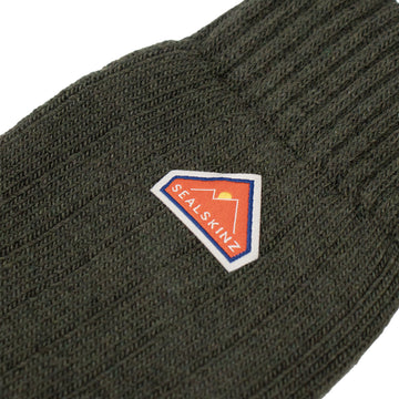 Sealskinz Scarning Recycled Wool and Cashmere Mid Length Colour Block Sock Green - Parasol Store