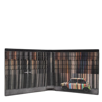 Paul Smith Mini Stripe Leather Billfold Wallet Black - Parasol Store