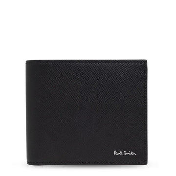 Paul Smith Mini Stripe Leather Billfold Wallet Black - Parasol Store