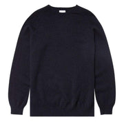 Sunspel Lambswool Crew Neck Knit Dark Navy Mouline Sunspel