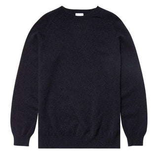 Sunspel Lambswool Crew Neck Knit Dark Navy Mouline Sunspel