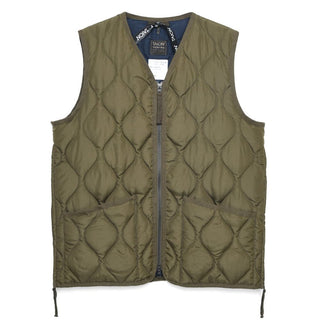 Taion Military Zip V Neck Vest D. Olive Taion