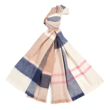 Barbour Womens Rosefield Tartan Scarf Pink / Hessian Barbour