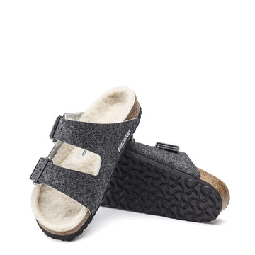 Birkenstock Womens Arizona Wool Felt Narrow Sandals Doubleface Grey Birkenstock