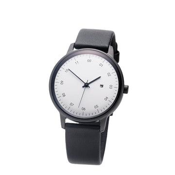 Sazare 38mm Black Honing Finish Watch Black Leather Sazare
