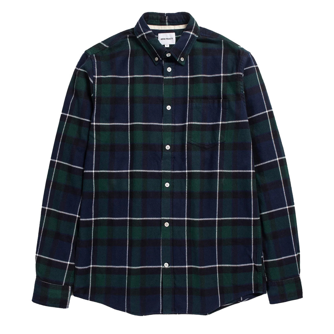 Norse Projects Anton Brushed Flannel Check Shirt Black Watch Check Norse Projects