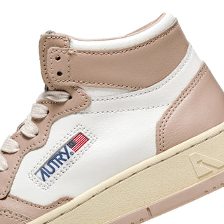 Autry Womens Medalist Mid Trainers White / Mushroom Autry