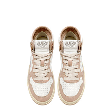 Autry Womens Medalist Mid Trainers White / Mushroom Autry