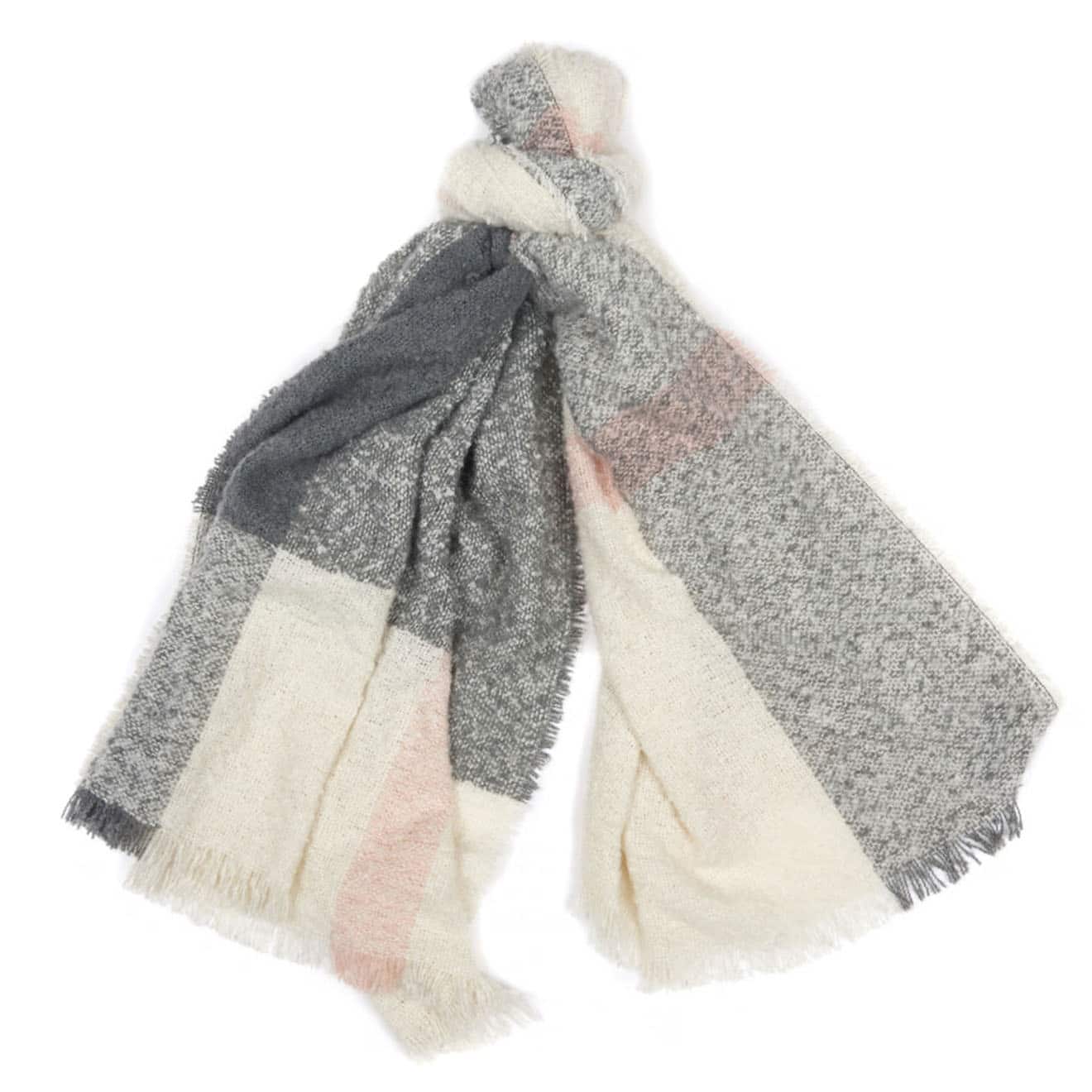 Plaid Boucle Wrap Ecru Pine