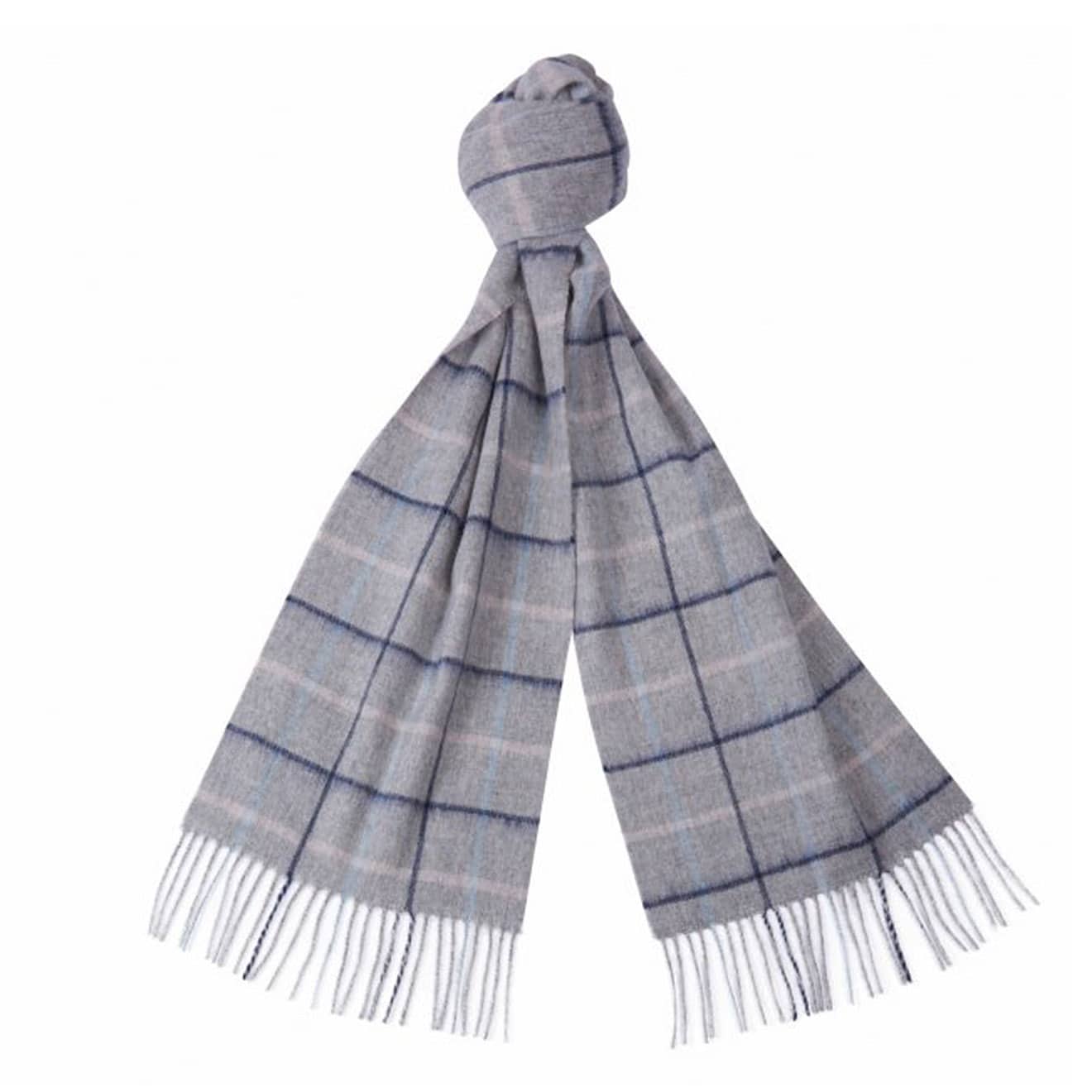 Country Tattersall Scarf Grey Blue Pink
