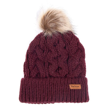 Barbour Womens Penshaw Beanie Hat Bordeaux Barbour