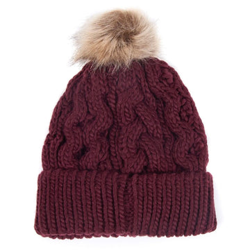 Barbour Womens Penshaw Beanie Hat Bordeaux Barbour