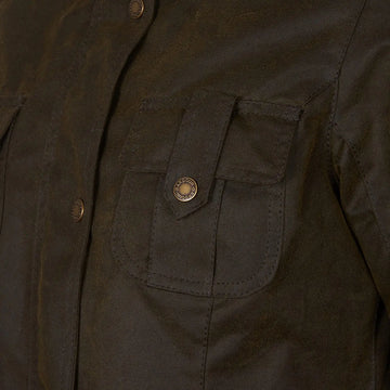 Barbour Womens Winter Defence Wax Jacket Olive / Classic - Parasol Store