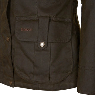Barbour Womens Winter Defence Wax Jacket Olive / Classic - Parasol Store