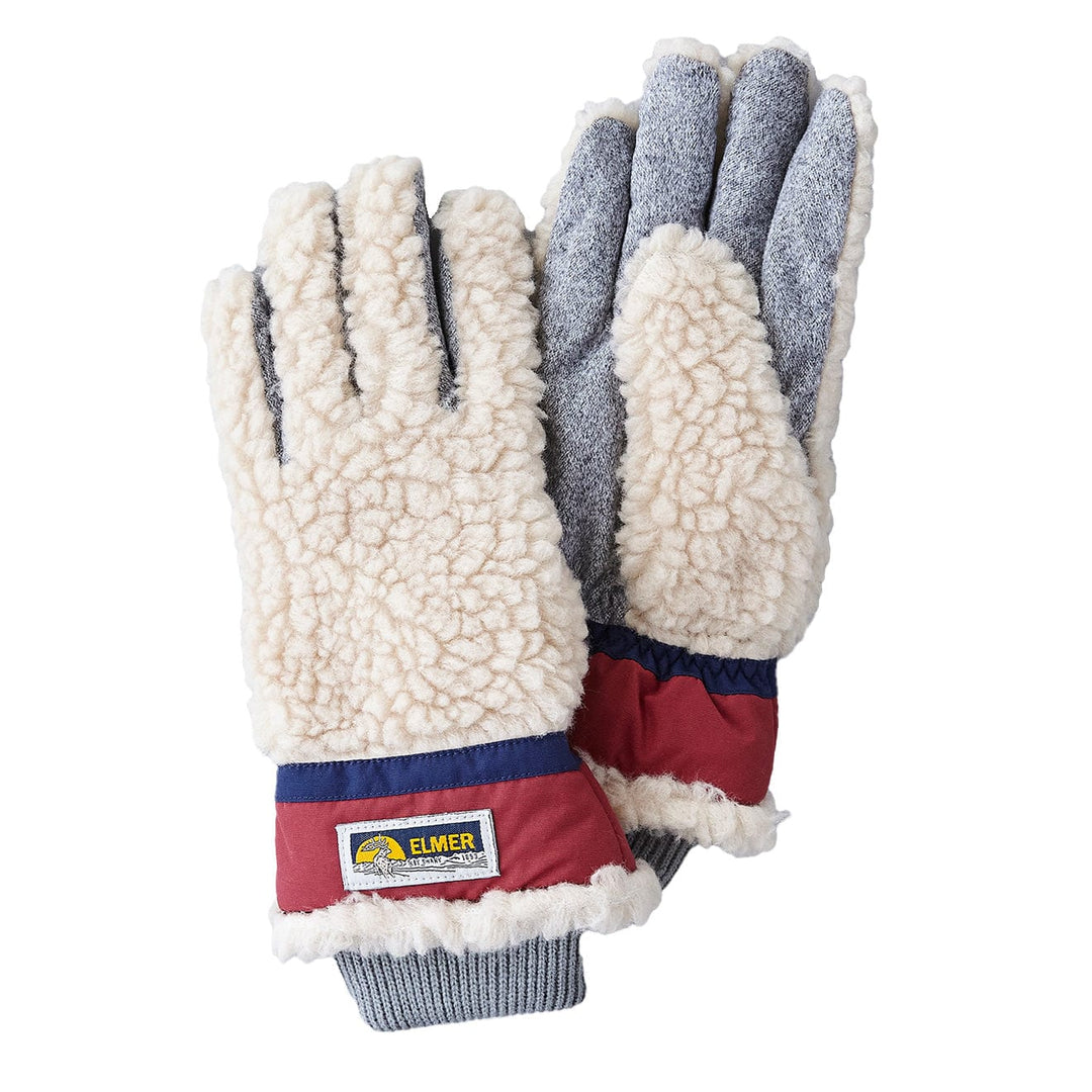 Elmer Gloves Wool Pile 5 Finger Glove Beige / Wine Elmer Gloves