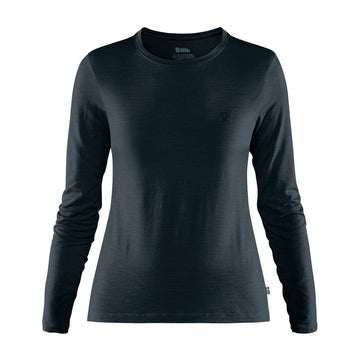 Fjallraven Womens Abisko Wool LS Base Layer T-Shirt Dark Navy Fjallraven