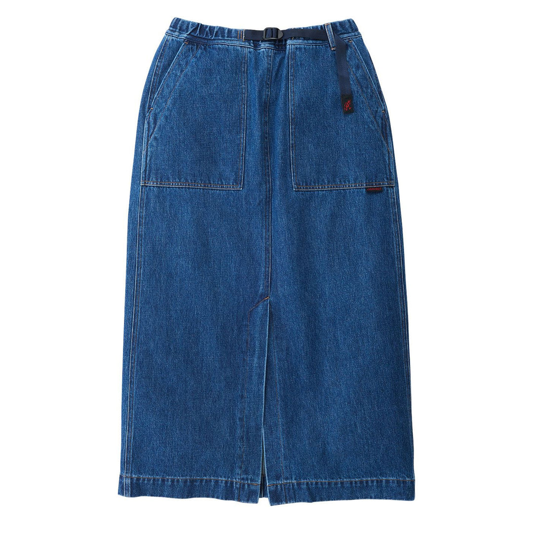 Gramicci Womens Long Denim Skirt Mid Indigo Gramicci