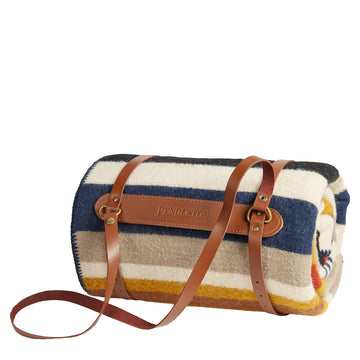 Pendleton Bridger Wool Throw With Carrier Boulder Stripe Pendleton