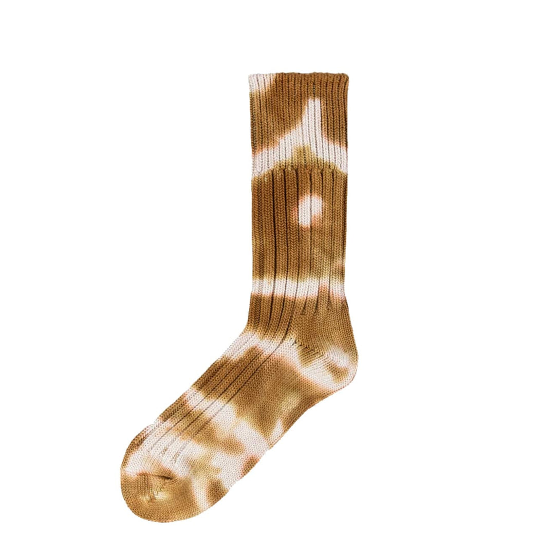 RoToTo Chunky Ribbed Tie Dye Crew Socks Light Brown / Beige RoToTo