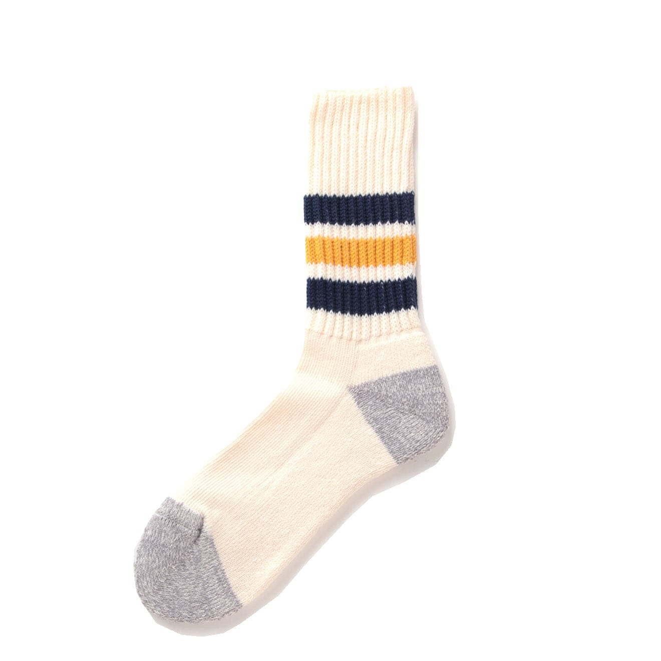 RoToTo Coarse Ribbed Oldschool Crew Socks Navy / Yellow RoToTo